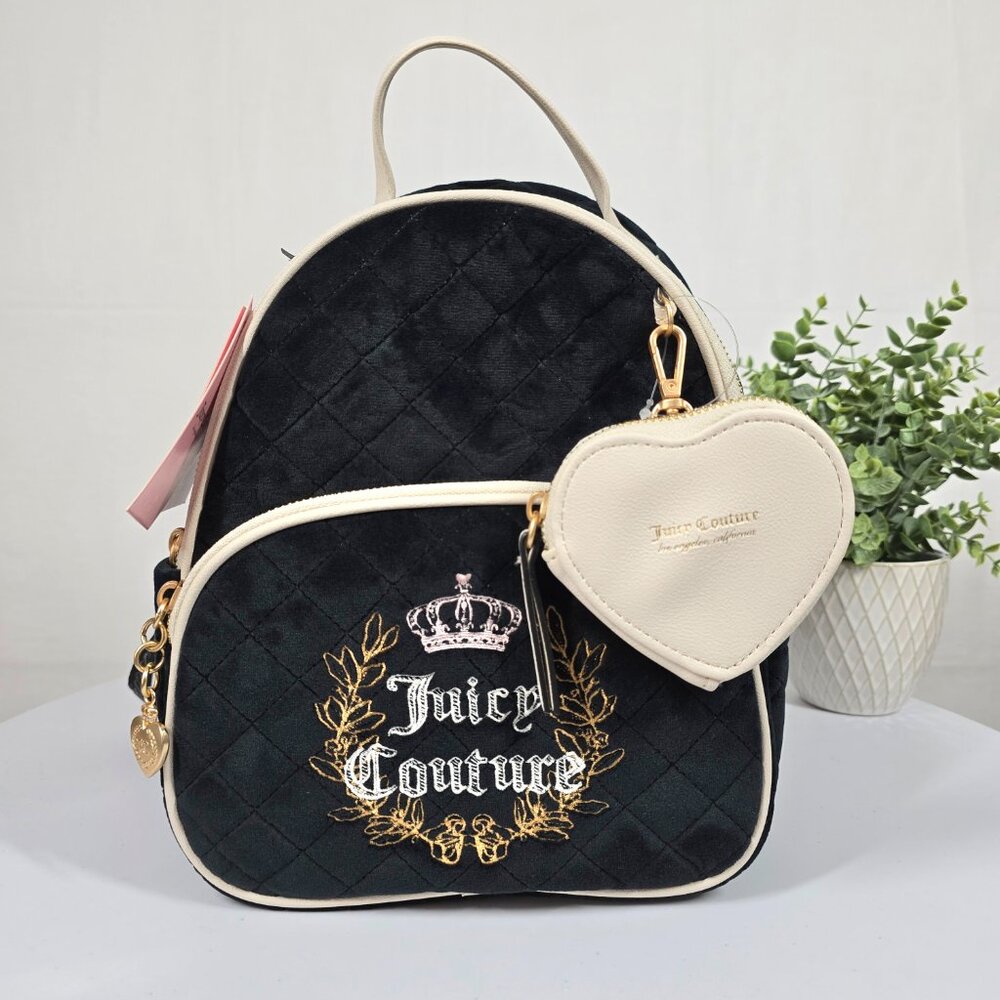 Juicy Couture Velour Royal Backpack Black NWT